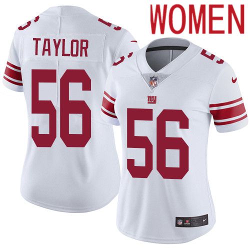 Women New York Giants #56 Lawrence Taylor Nike White Vapor Limited NFL Jersey